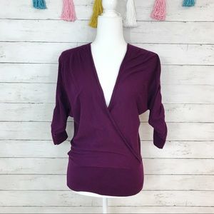 Loft Purple Wrap Front Sweater Size Small